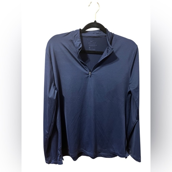 Nike Dri-FIT Blue Stripe Quarter Zip Pullover – Size Large - Picture 1 of 7